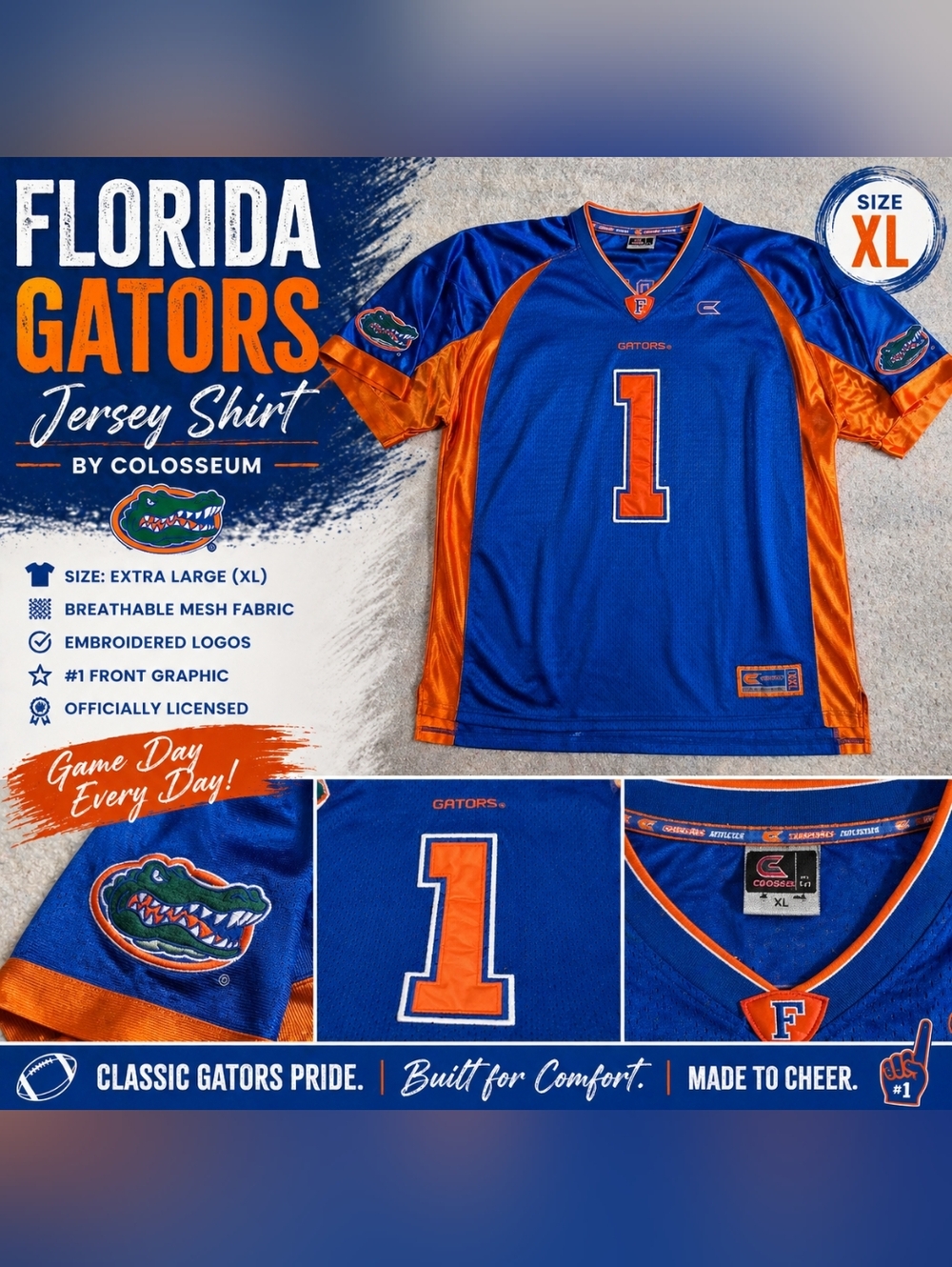 🐊 Florida Gators Jersey Shirt | Colosseum | Size XL | Blue & Orange 🐊